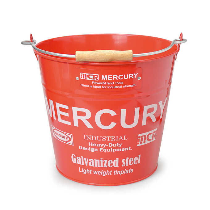 バケツ ブリキ おしゃれ ハンドル Mercury ブリキバケツ 直径28cm レッド 取っ手 シンプル 容器プランターカバー ガーデン 収納 インテリア 小物入れ 鉢カバー ガーデン雑貨 オーナメント 置物 ガーデン用品屋さん