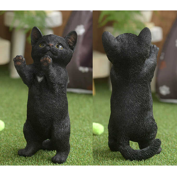本物そっくり 子ネコ 日本のかわいい猫 立ち姿 黒猫 猫 置物雑貨 グッズ かわいい おしゃれ オブジェ インテリア 飾り オーナメント ガーデニング すべての商品 ガーデン用品屋さん