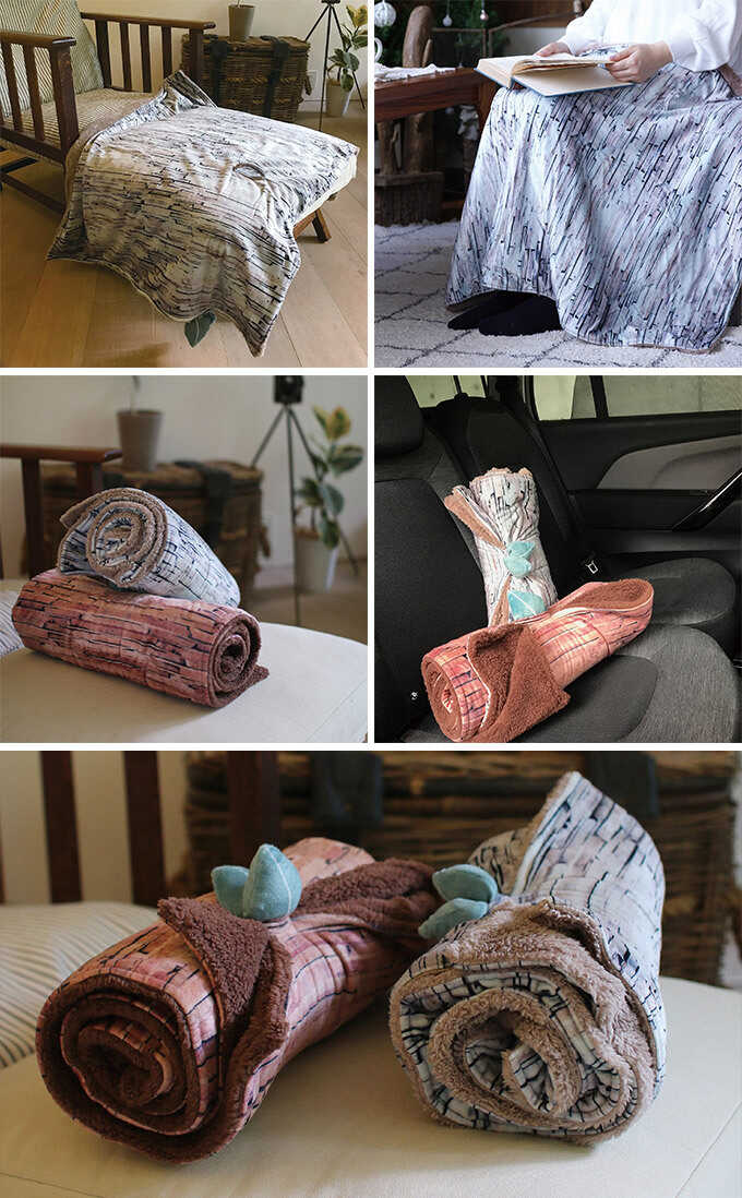 丸めてオシャレ ブランケット かわいい切り株 インテリア おしゃれひざ掛け かわいい クッション 毛布 アウトドアレジャーグッズ キャンプグッズ ガーデン用品屋さん