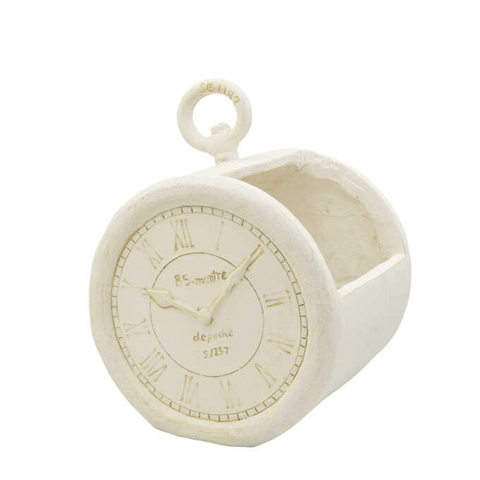 絵本の世界 プランター 懐中時計ポット ホワイト 鉢 おしゃれ植木鉢 かわいい 底穴あり ポット ガーデニング プランター鉢 ポット ガーデン用品屋さん