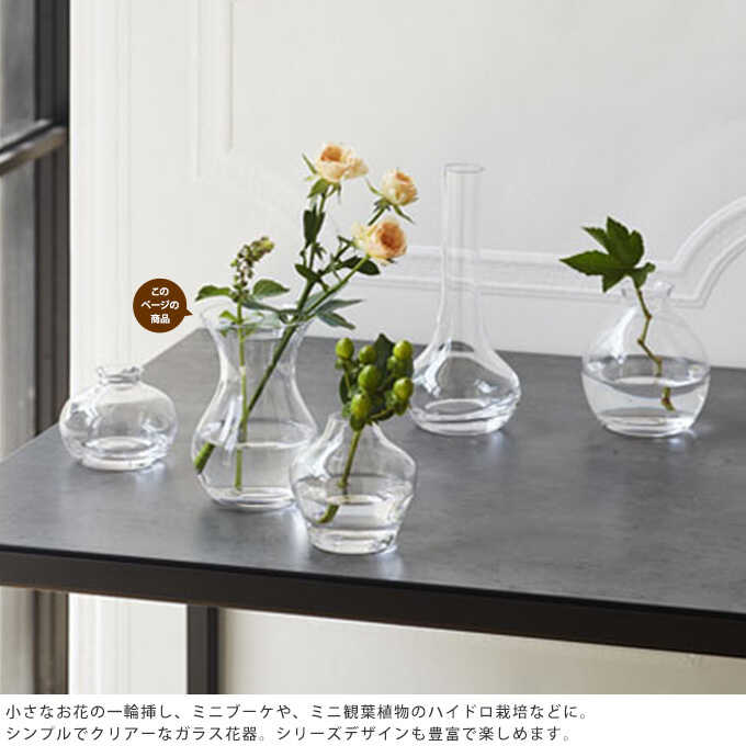花瓶 ガラス おしゃれ グラスカーブ 直径8.5×高さ12cm フラワーベース 