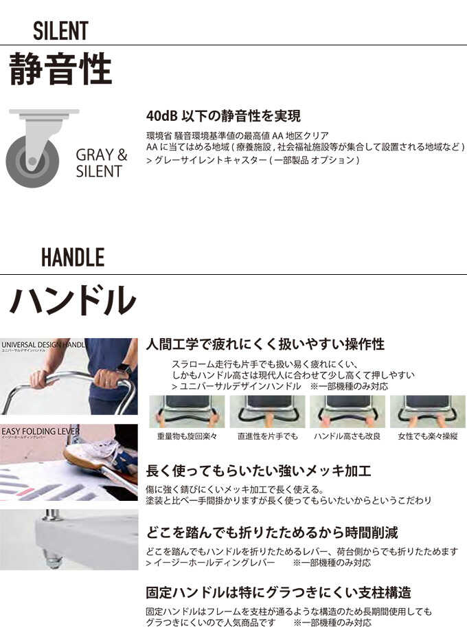 折畳み式 片ハンドル台車 スチール 静音 300kgタイプ 運搬軽量