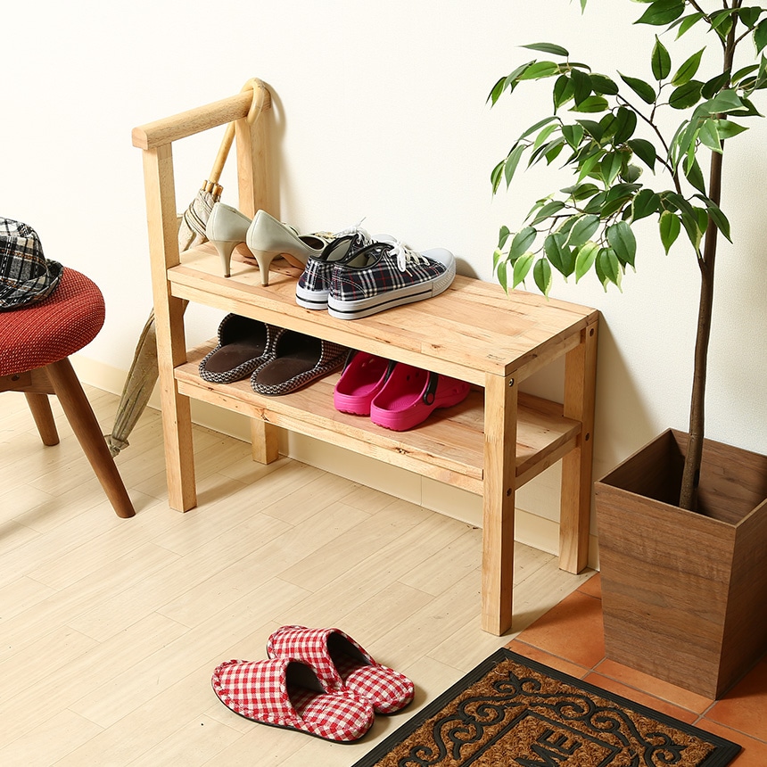 玄関 ベンチ 収納 Natural Signature 天然木 玄関ベンチ 収納付き