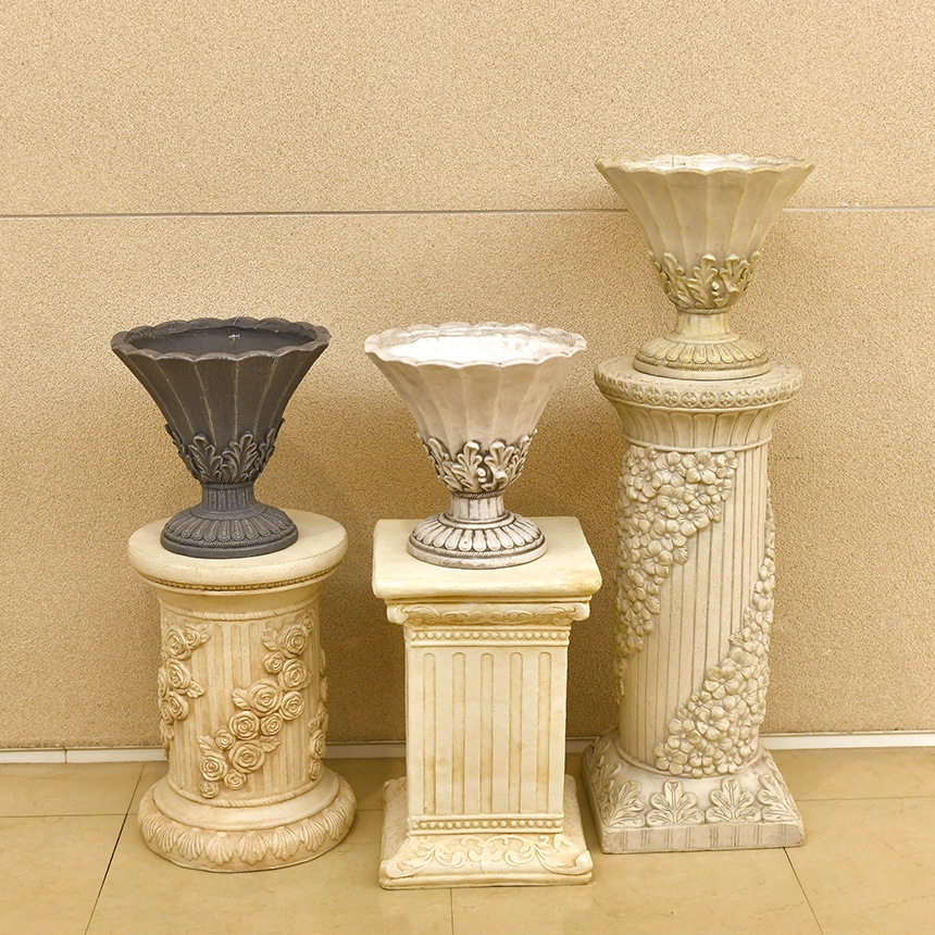 古典的な彫刻デザインのプランター 鉢 プランター アンティーク ゴブレット 古代ローマ風 レリーフ C 高さ