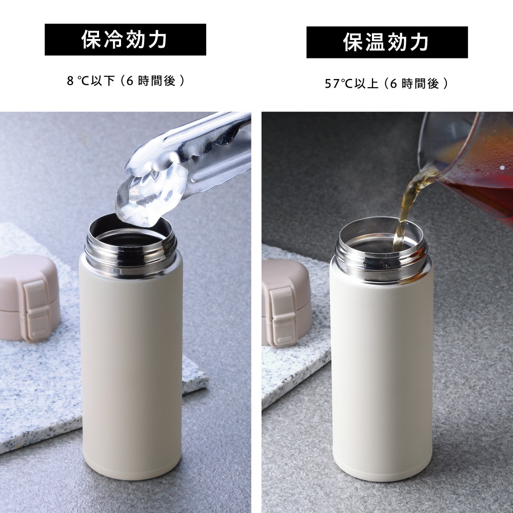 モルン 軽量ワンタッチステンレスボトル ３５０ml ライトベージュ
