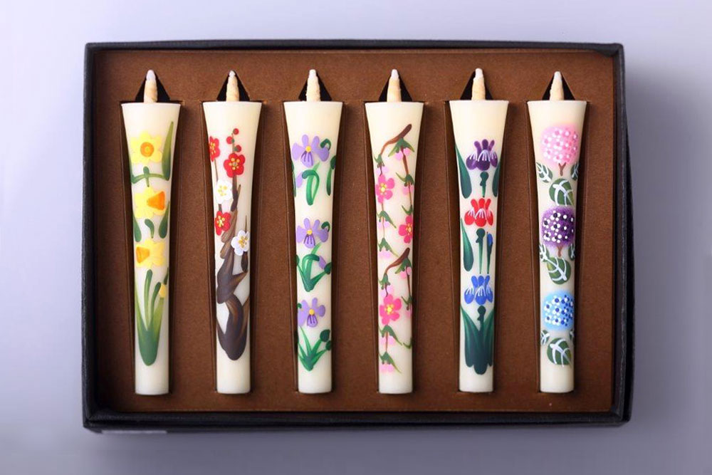 四季の花ろうそく 10㎝ 6本入（1月－6月）｜新潟の通販サイト「ガタ市」