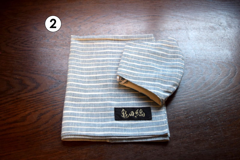 亀田縞　ハンカチ・立体マスクのセット　※6配色／2サイズ（立体マスク）