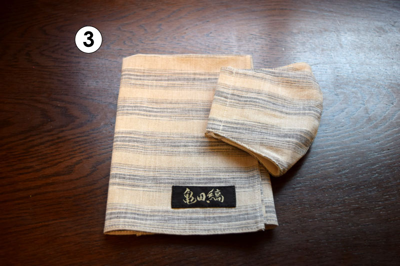 亀田縞　ハンカチ・立体マスクのセット　※6配色／2サイズ（立体マスク）