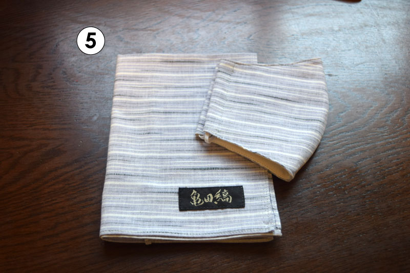 亀田縞　ハンカチ・立体マスクのセット　※6配色／2サイズ（立体マスク）