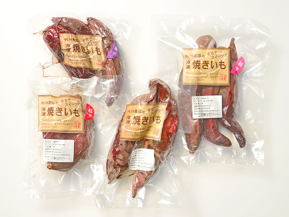 まるでスイーツ！桃川農園の冷凍焼きいも3種詰合せ（紅芋、絹芋、紫芋、各２～３本入り/計約2kg）