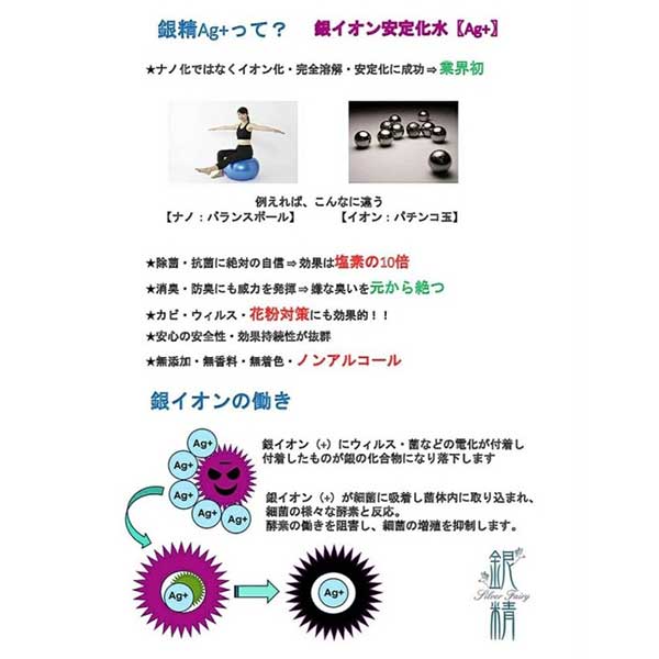 【銀精】銀イオン消臭除菌剤 スプレータイプ　300ml