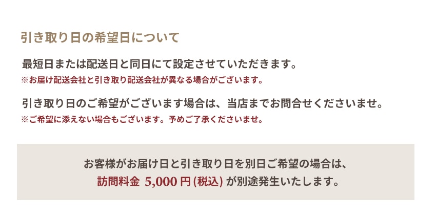 引き取り日の希望日について