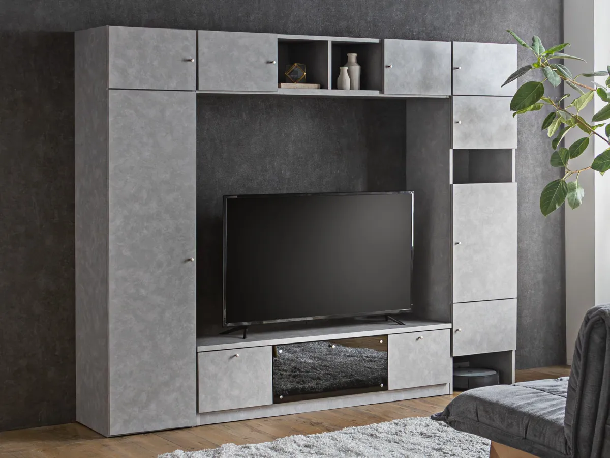 テレビ台 壁面収納 ハイタイプ 幅240cm 奥行き43cm 壁掛け風 収納 国産 テレビボード 日本製 大容量 最大65型対応 お掃除ロボット 掃除機