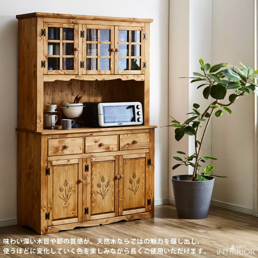 食器棚　カップボード　無垢材　120サイズ 楽天市場】【開梱設置無料】 カップボード アンティーク 食器棚 幅