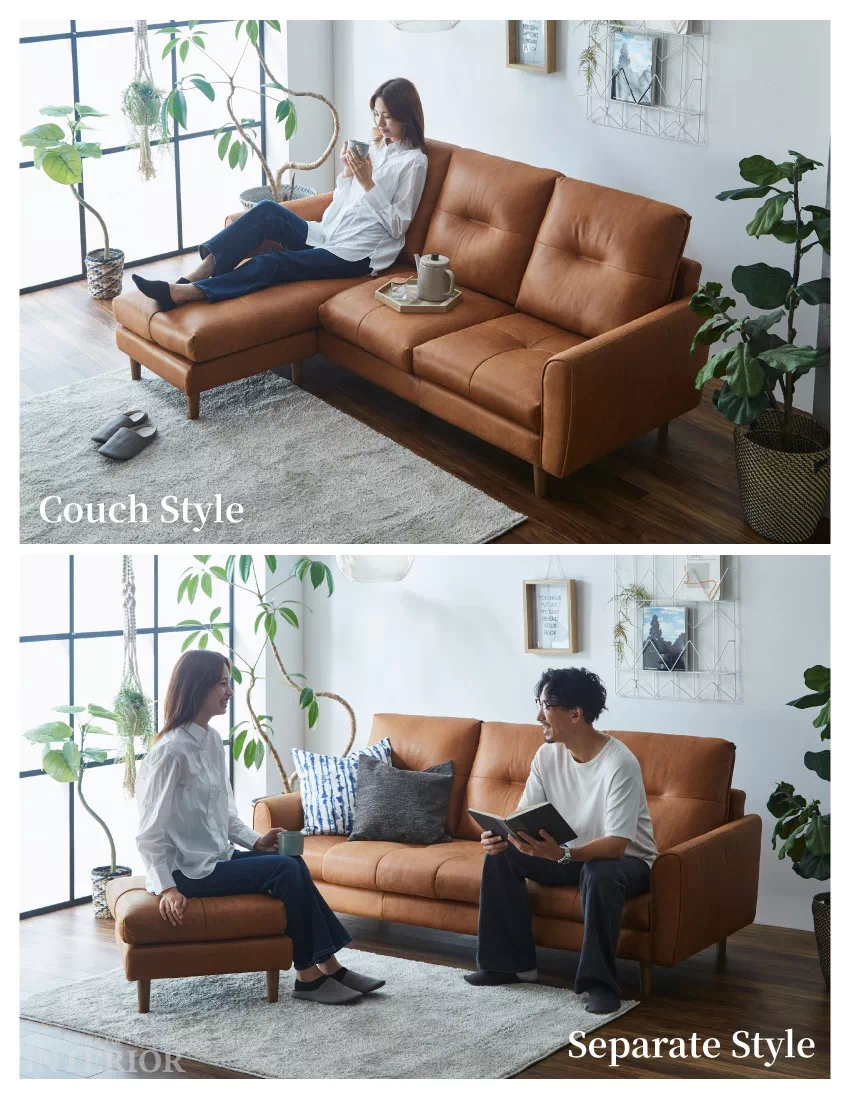3Pカウチソファ　ブラウン　オットマン付き シギヤマ家具工業 【欠品7月中旬入荷】 ソファ ソファー 3人掛け 幅190