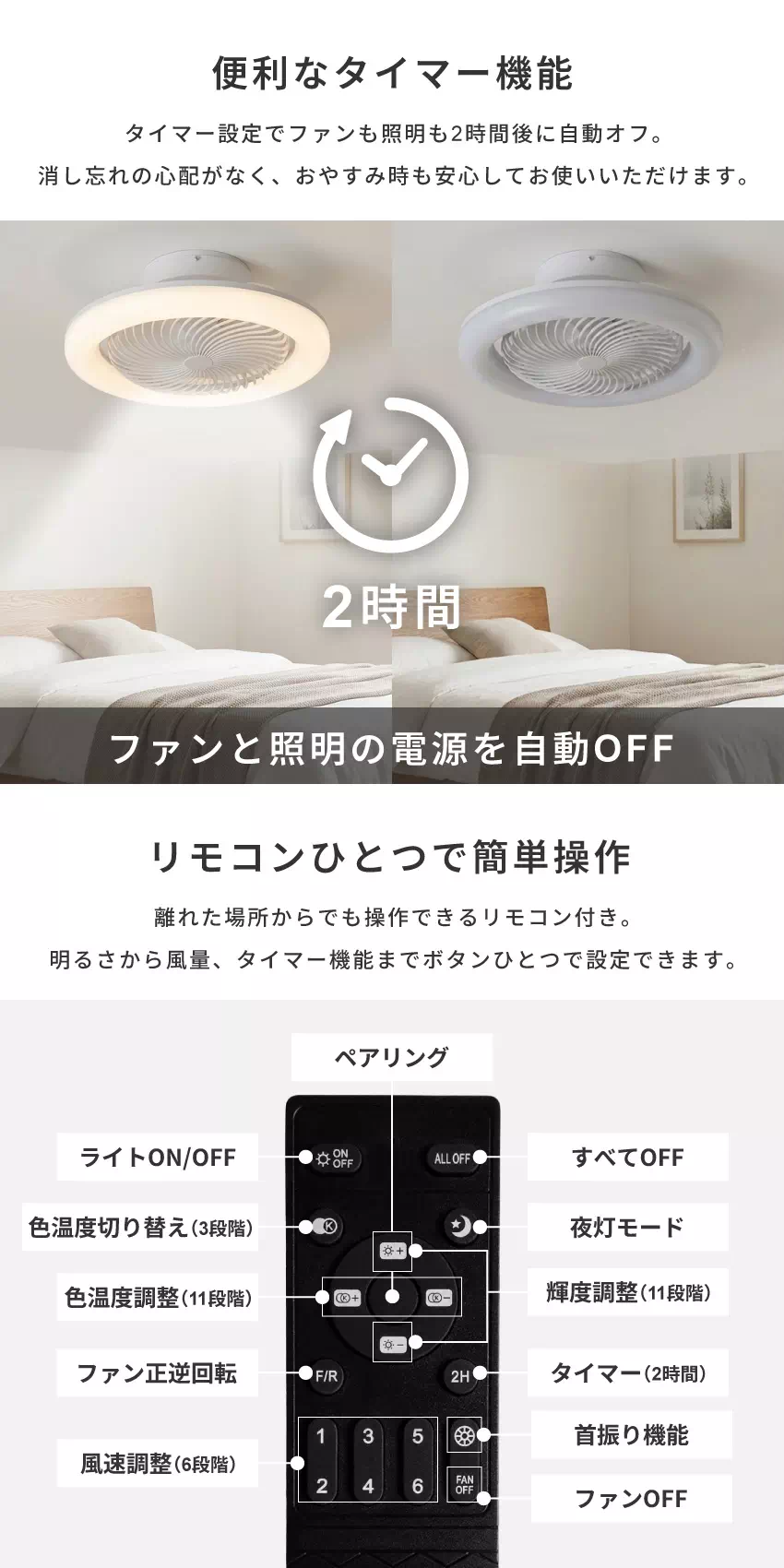 EL-60035 Pure Luxe 首振りシーリングファンライト 8畳 LED DCモーター