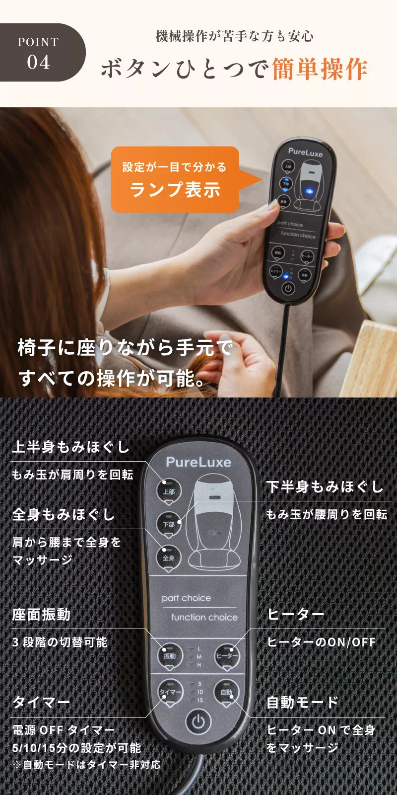 多彩な機能を簡単操作。便利なリモコン