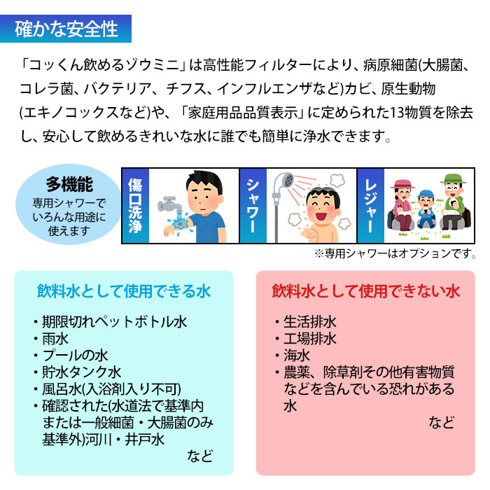 ミヤサカ工業 ポリタンク型浄水器 コッくん 飲めるゾウ ミニ MJMI-02 18L 非常用浄水器 オレンジ 水道 | 防災グッズ・非常食のWEBショップ  あんしんの殿堂 防災館