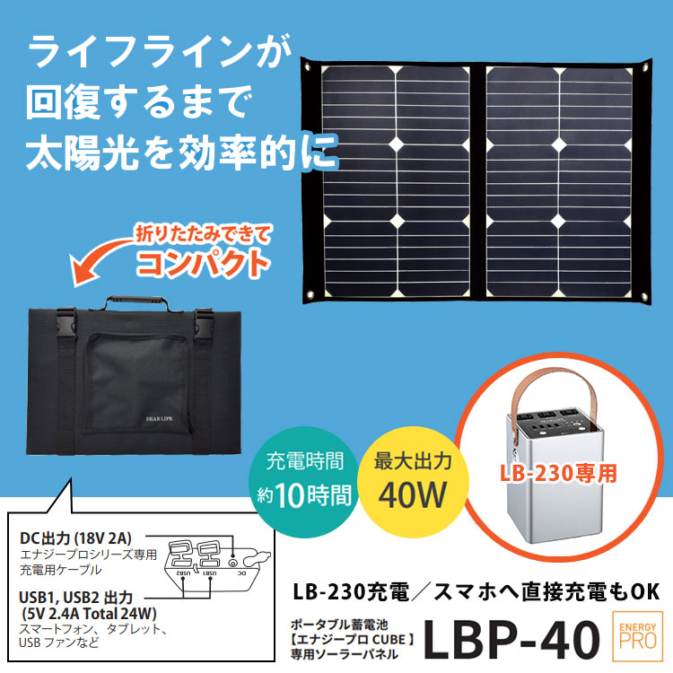 非常用電源 エナジープロ専用 ソーラーパネル 40W LBP-40 ライノ