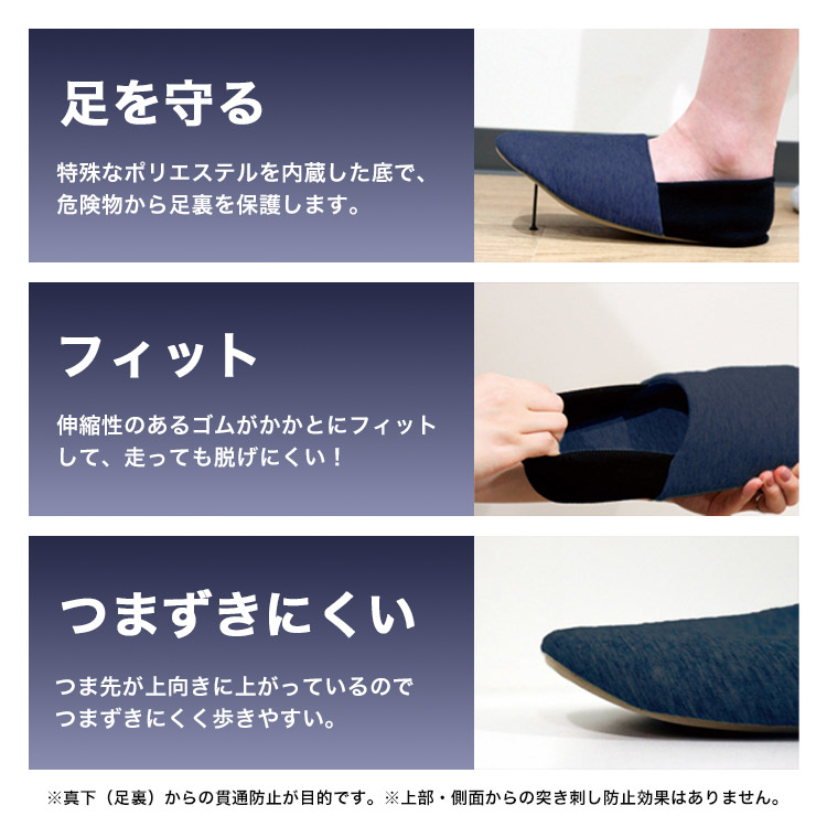 防災用スリッパ ルームシューズタイプ｜普段使いできる踏み抜き防止