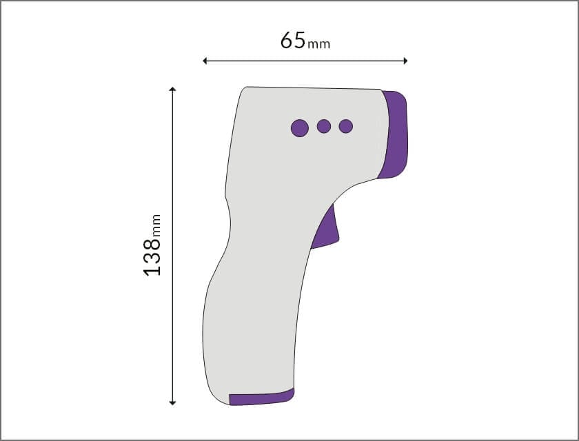 非接触式温度計の寸法図