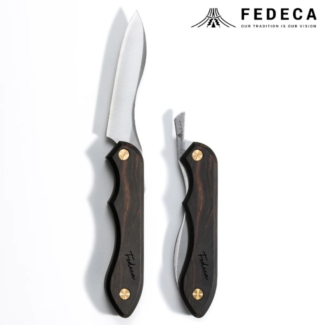 フェデカ FEDECA 折畳式料理ナイフ プレーン黒檀 (ステンレス鋼/銀紙三  