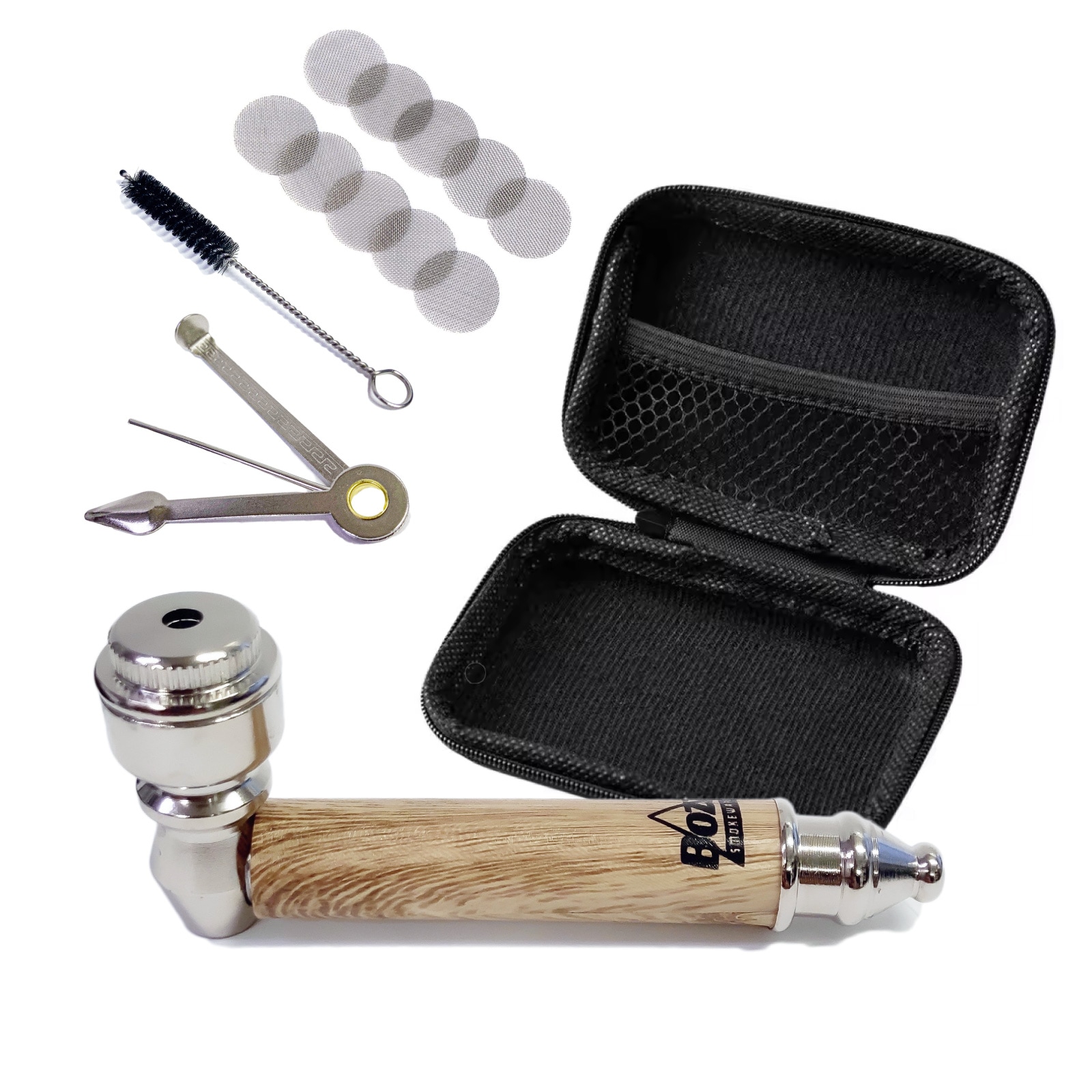 喫煙パイプ5点セット】 BOZZ メタルハンドパイプ フタ付き スクリーン