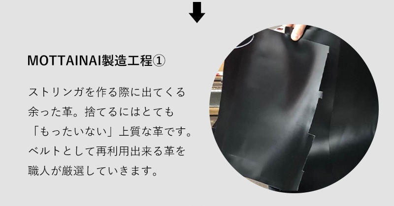 製造工程１：職人が再利用できる高品質な革を厳選していきます