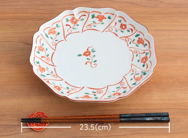 九谷美陶園 七寸皿（なずな文様）｜九谷焼のうつわ｜和食器通販