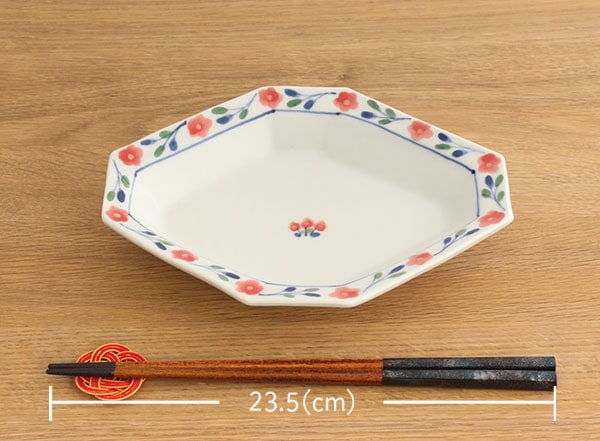 米満麻子 舟形皿（赤花）｜九谷焼のうつわ｜和食器通販 じろや