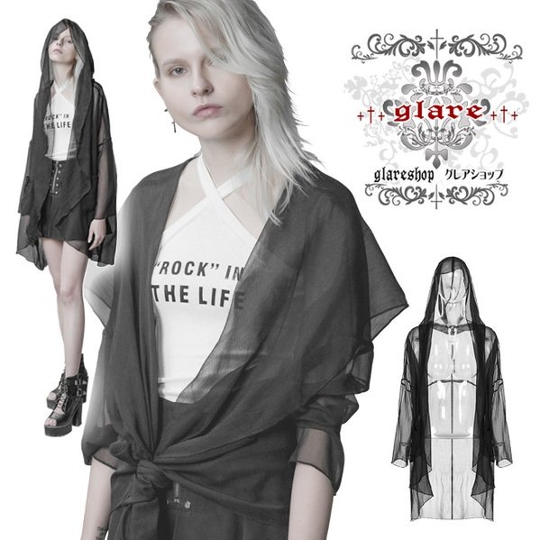 Glareshop グレアショップ 公式ストア ゴスロリ Glareshop グレアショップ S L 2xl Jx519 モード系 シフォン カーディガン 黒 レディース ゴスロリ ゴシック パンク ロック ファッション スチームパンク ヴィジュアル系 V系 モード系 コスプレ ステージ 衣装
