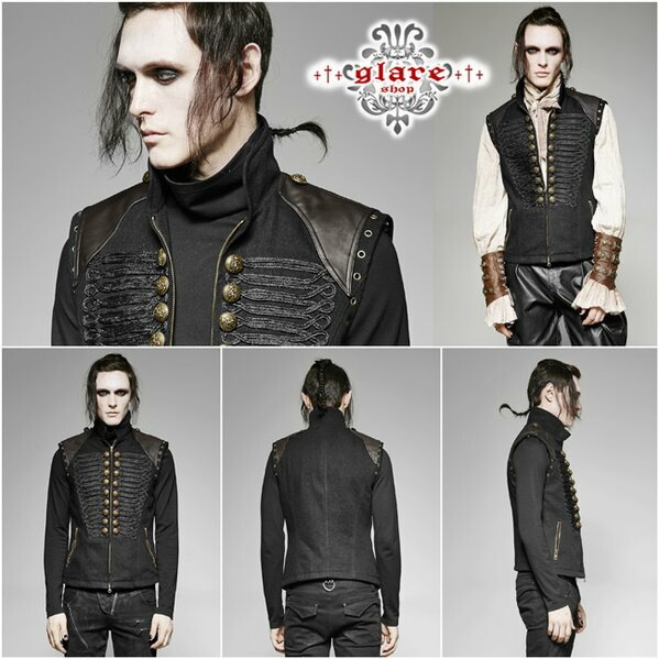 Glareshop グレアショップ 公式ストア ゴスロリ Glareshop グレアショップ M S M 4xl Kx176 軍服 ナポレオンベスト 黒 メンズ ゴスロリ ゴシック パンク ロック ファッション スチームパンク ヴィジュアル系 V系 モード系 コスプレ ステージ 衣装 服