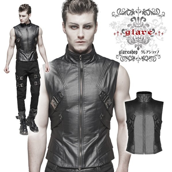 Glareshop グレアショップ 公式ストア ゴスロリ Glareshop グレアショップ M S M 5xl Kx330 パンク ベスト 黒 メンズ ゴスロリ ゴシック パンク ロック ファッション スチームパンク ヴィジュアル系 V系 モード系 コスプレ ステージ 衣装 服 メンズ