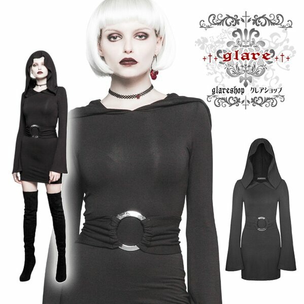 Glareshop グレアショップ 公式ストア ゴスロリ Glareshop グレアショップ S L 2xl Wx306 ゴスロリ モード系 ベルト付き バーカー ワンピース 黒 レディース ゴスロリ ゴシック パンク ロック ファッション スチームパンク ヴィジュアル系 V系 モード系