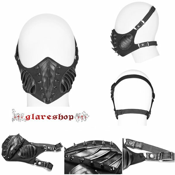 Glareshop グレアショップ 公式ストア ゴスロリ Glareshop グレアショップ M F Za009 Man Zk ゴスロリ サイバー ファッション スタッズ Puレザーマスク 黒 メンズ ゴスロリ ゴシック パンク ロック ファッション スチームパンク ヴィジュアル系 V系 モード系