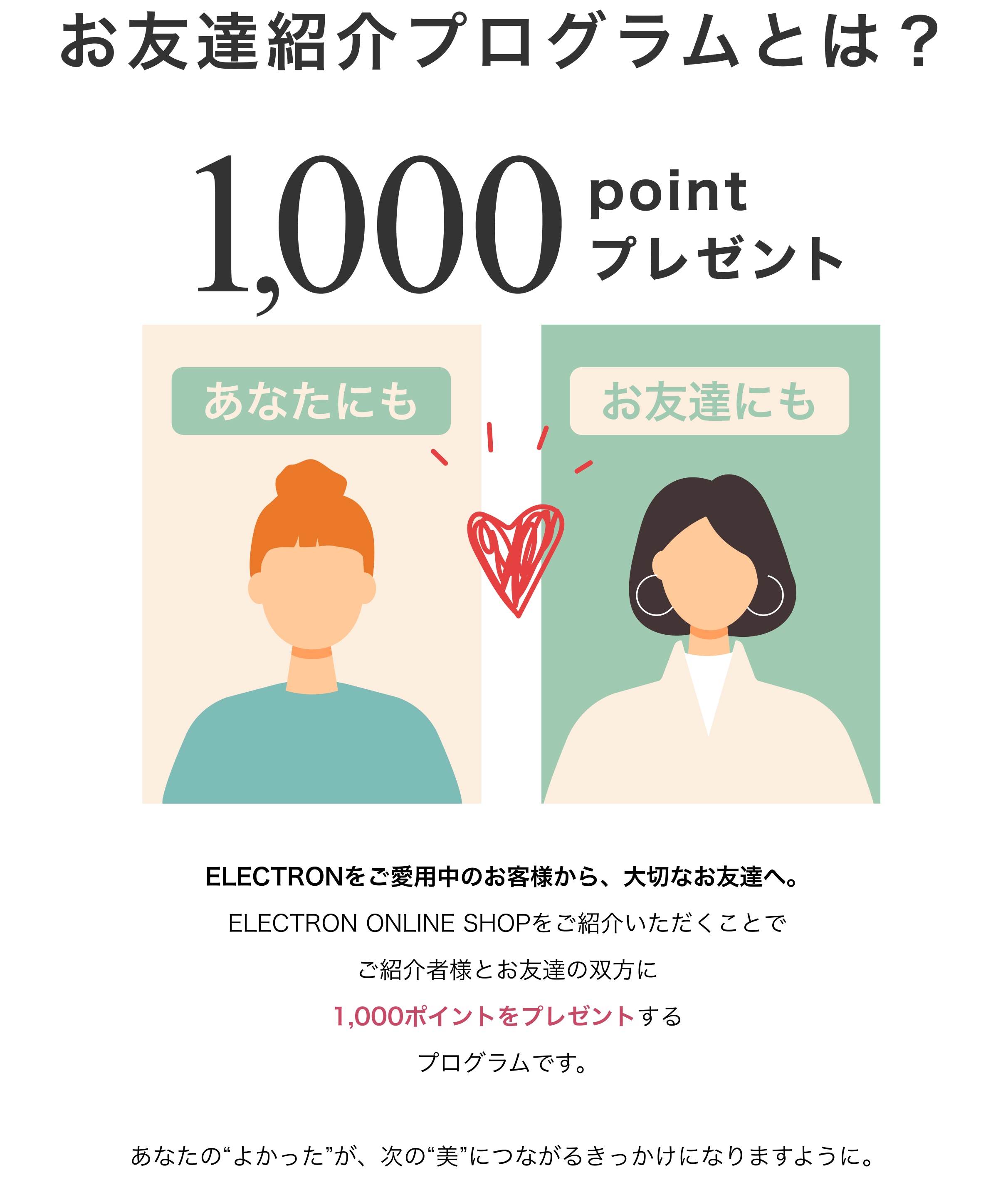 お友達紹介プログラムとは？1,000pointプレゼント