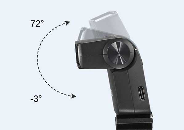 ヘッドは上下方向に－3°～72°角度調整ができる