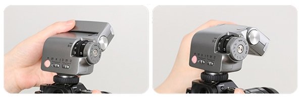 ヘッドを上下方向に角度調整している様子