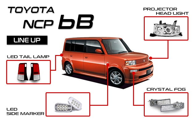 bB NCP30系 SCION サイオン純正後期タイプ クリスタルヘッドライト 前期後期対応USDMに