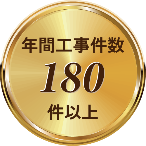 年間工事件数：180件以上