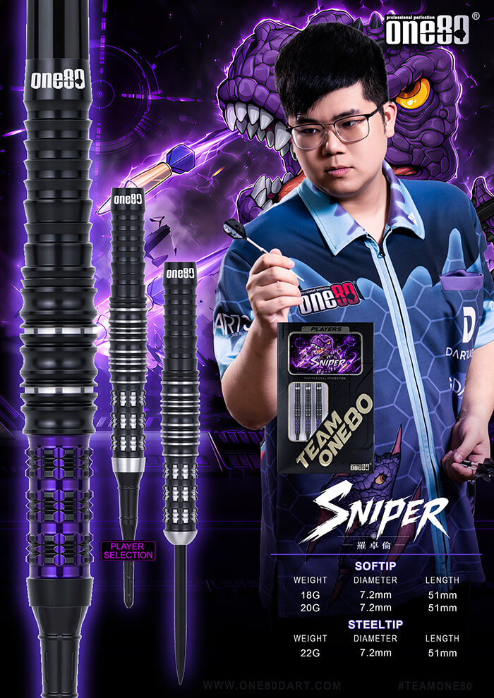 世界初で唯一　超硬合金バレル　試作品　ノーグルーブ的　ストレート USED２ ワンエイティー ルオ・ジュオルン選手 スナイパー ONE80 SNIPER 2BA18g