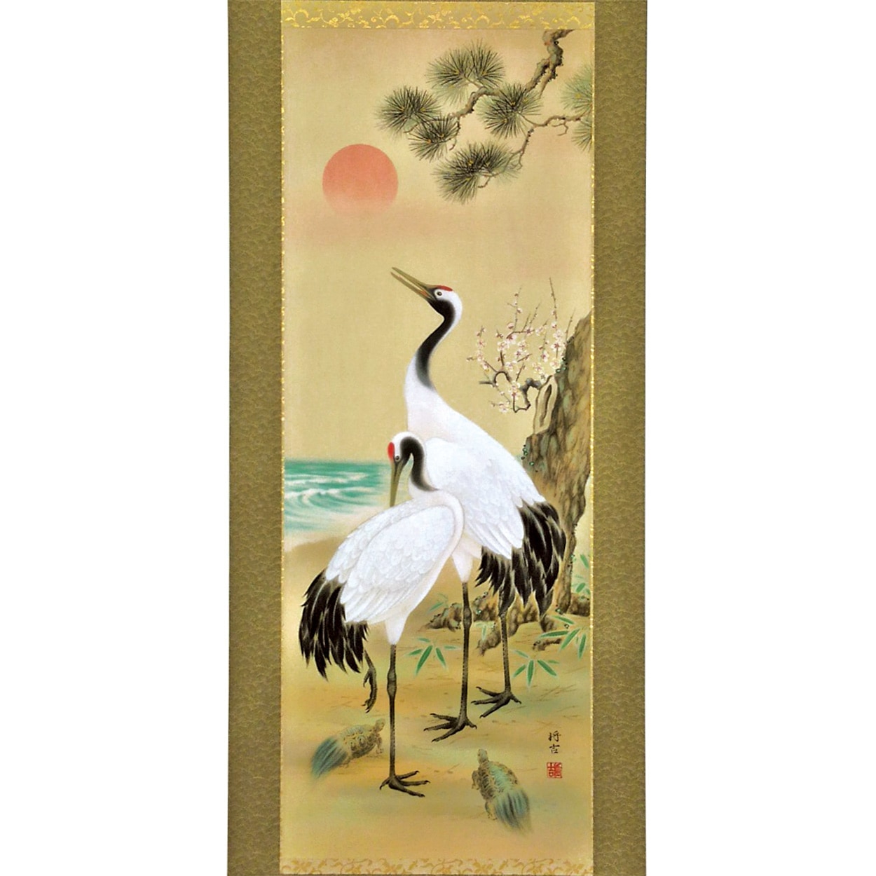 菊紋入 掛け軸 四季花｜美術工芸鑑 叙勲・褒章・叙位叙勲 受章記念品の