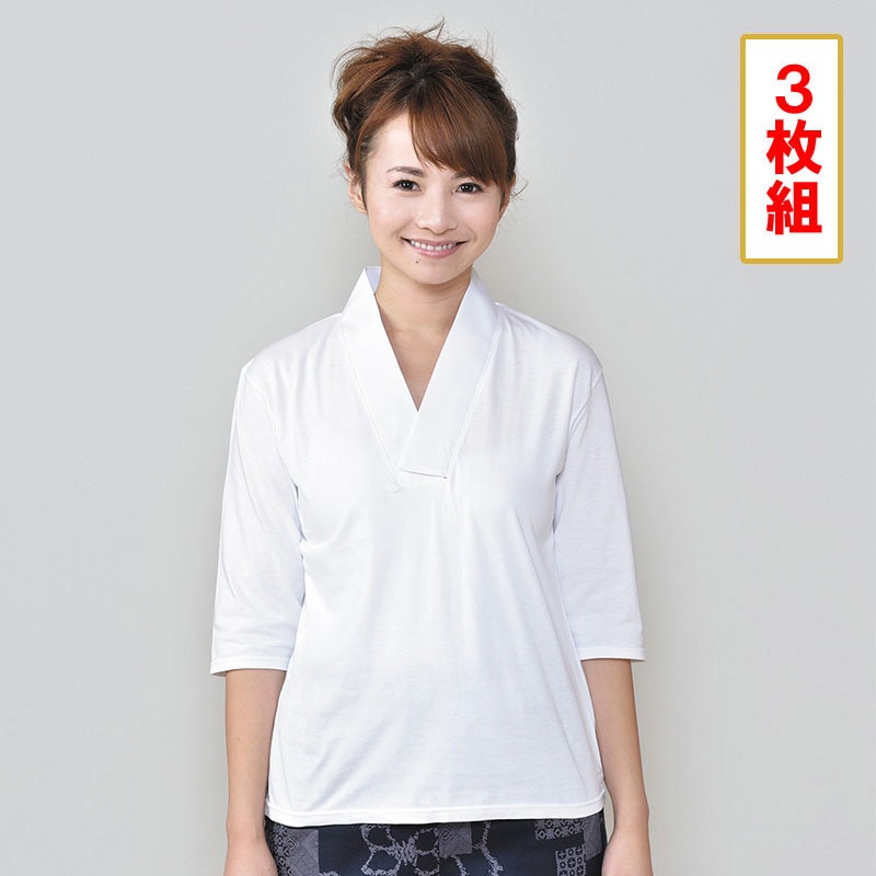 新女性用tシャツ半襦袢 M L お得な3枚組 和装品 肌着 女性用肌着 白衣 作務衣と仏具の通販専門店 五彩堂