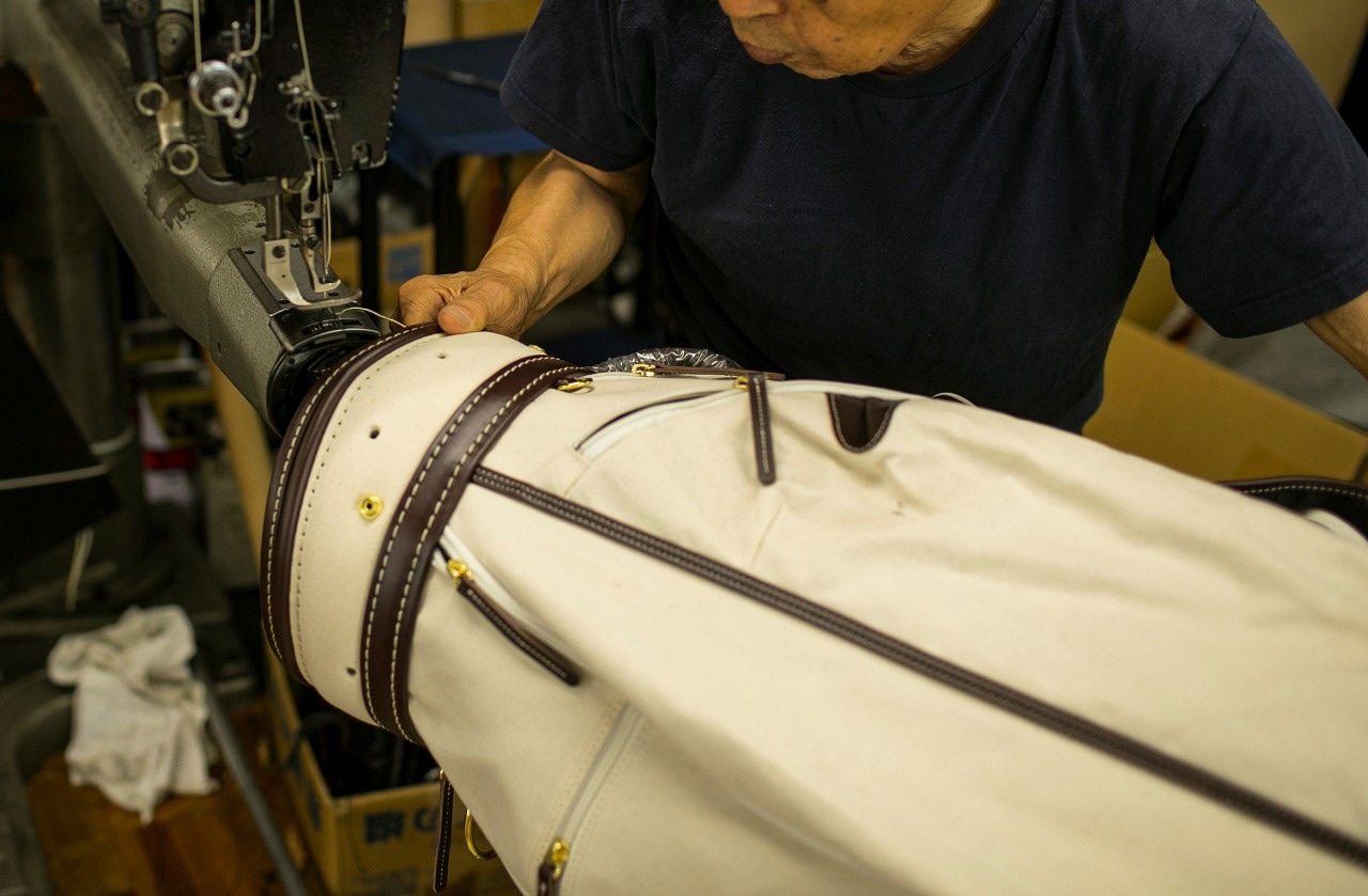 知多木綿と美濃和紙のキャディバッグ