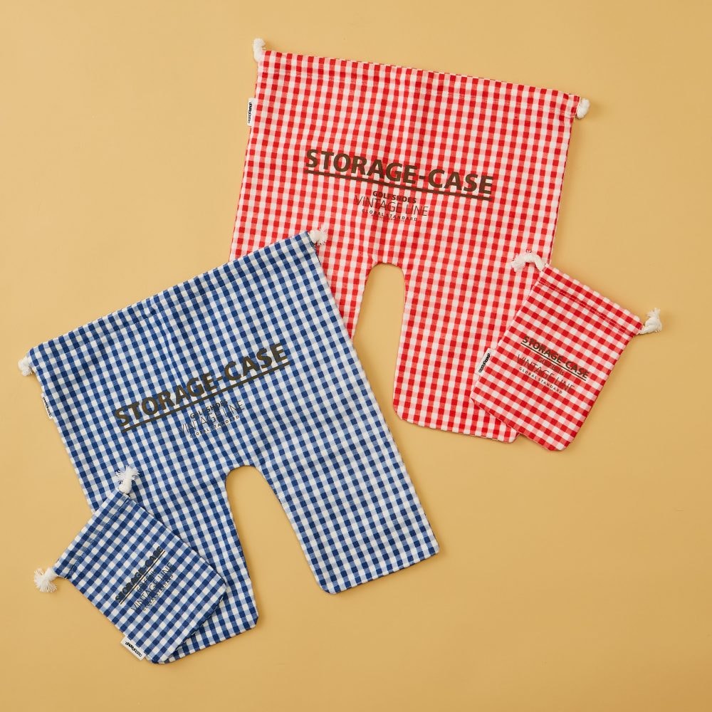 ギンガム！バミューダパンツ風シューズバッグ