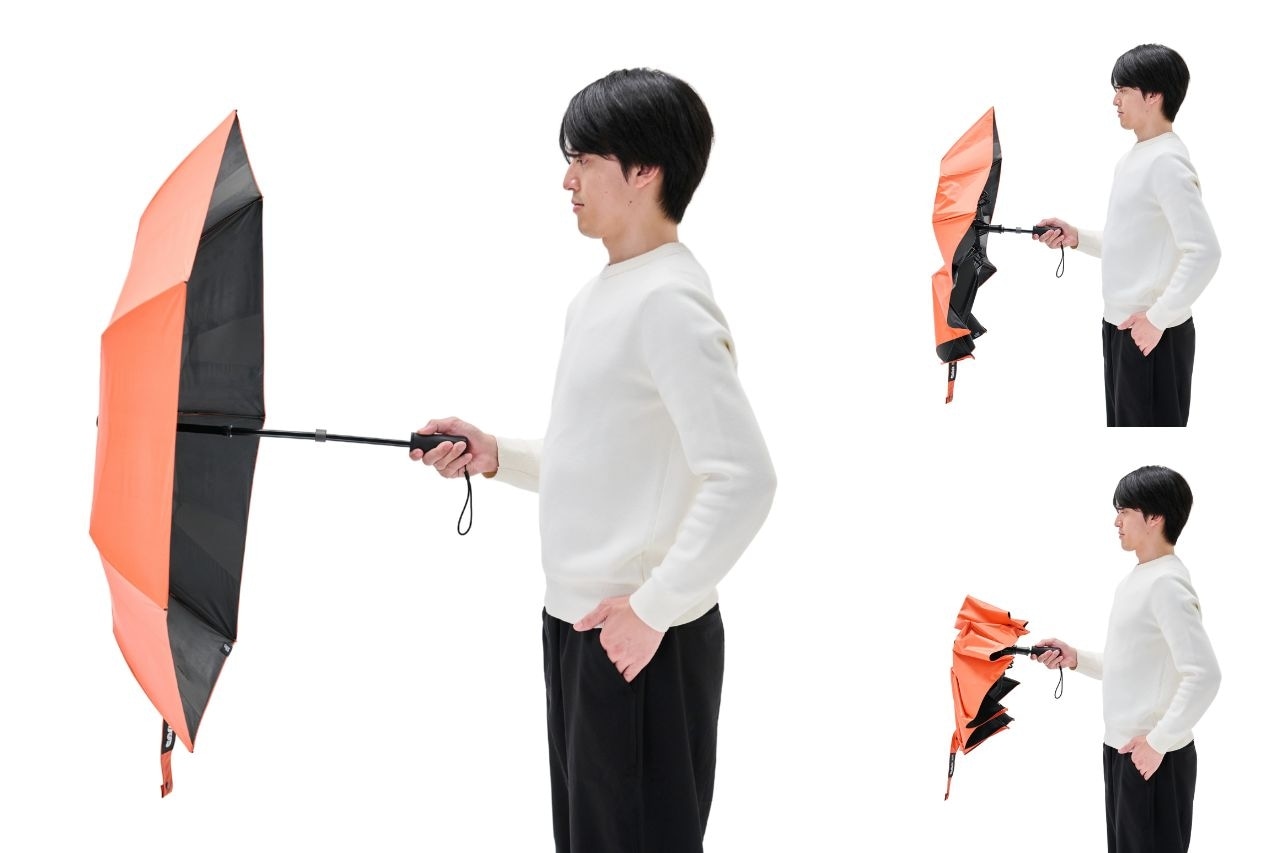 開閉を途中で止めるのもほかの傘ではできない機能のひとつ。車の乗り降りにも最適