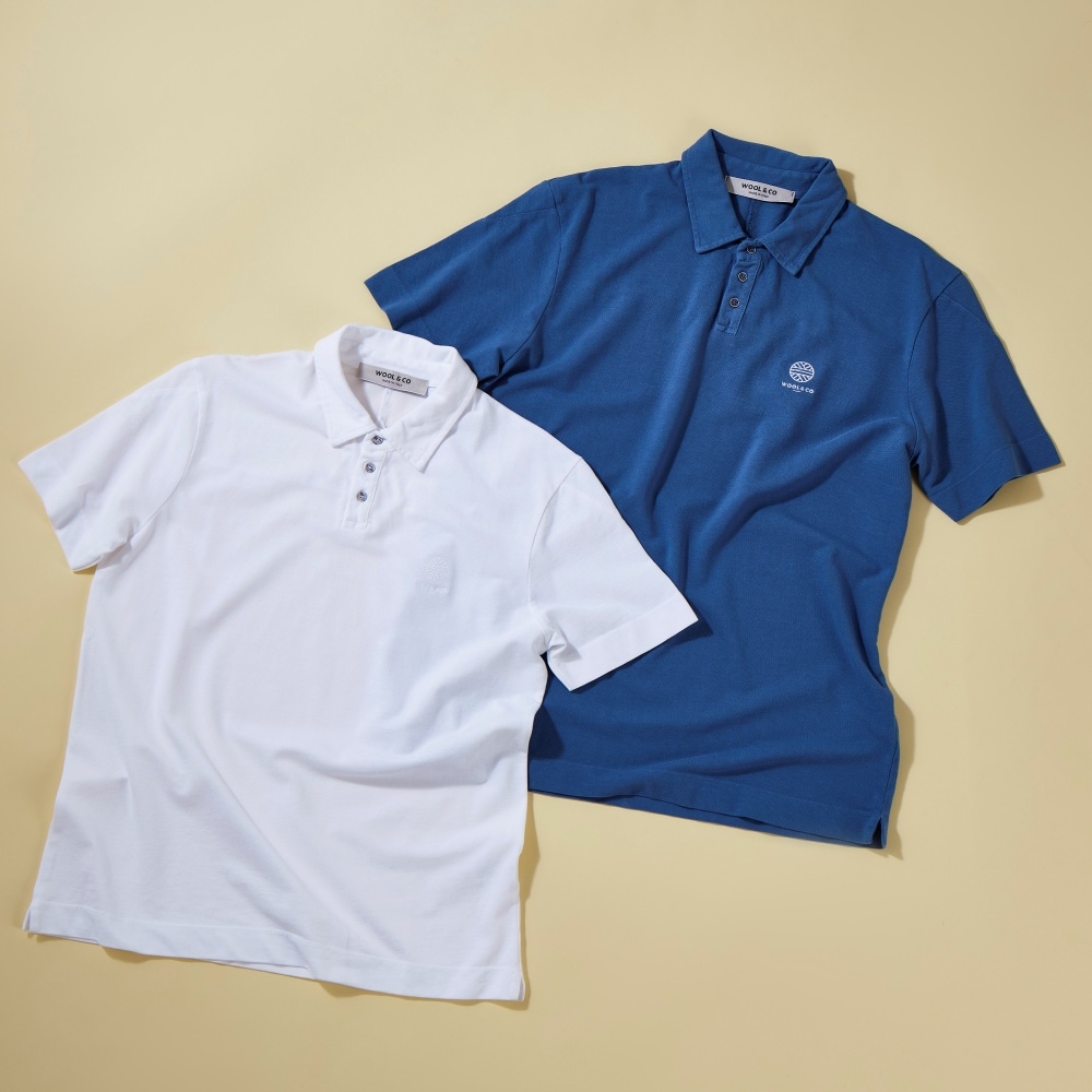 WOOL＆CO イタリア製コットン鹿の子ポロシャツ