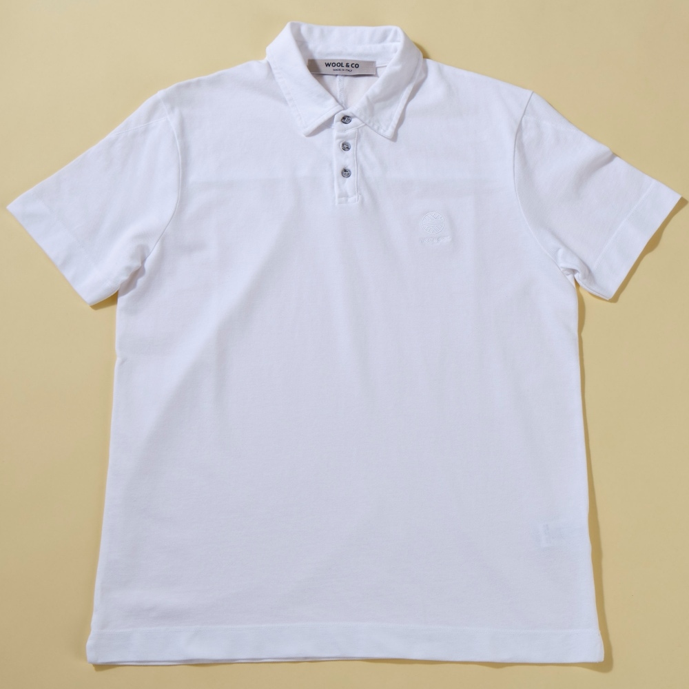 WOOL＆CO イタリア製コットン鹿の子ポロシャツ