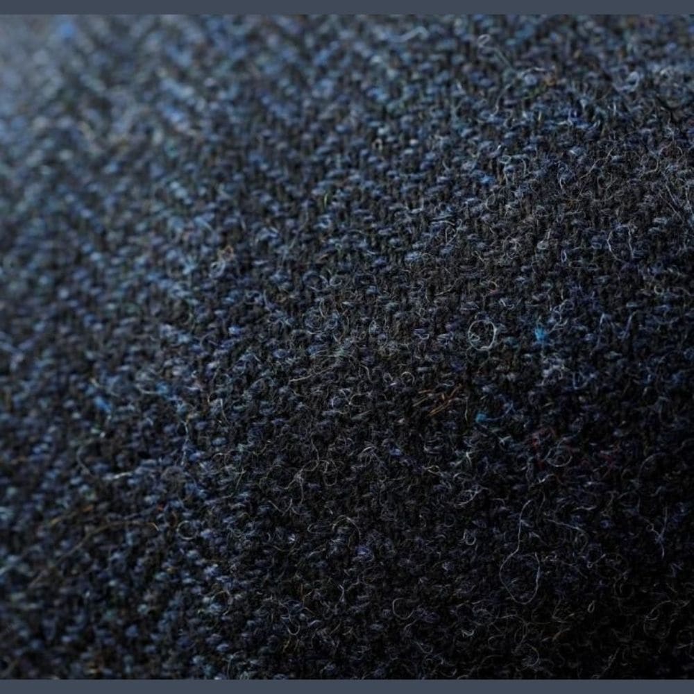 レザー使いヘリンボーン柄 ウールキャップ