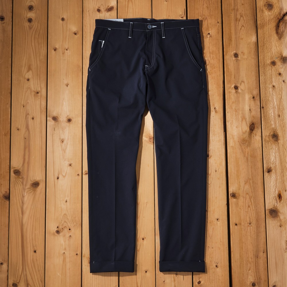 二重織り遮熱ストライプ・テーパードパンツ